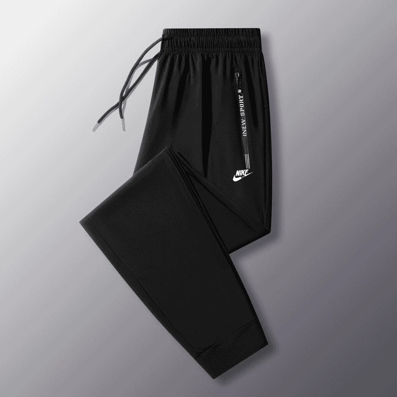 聚酯纤维面料速干裤休闲裤夏季透气宽松百搭直筒男裤薄款空调裤