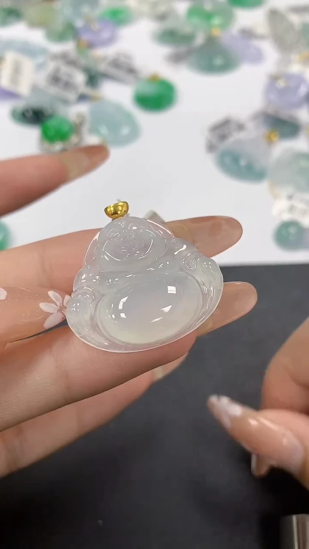 颈饰18K金镶嵌翡翠a货假一赔三支持复检百元上9元证书费自理