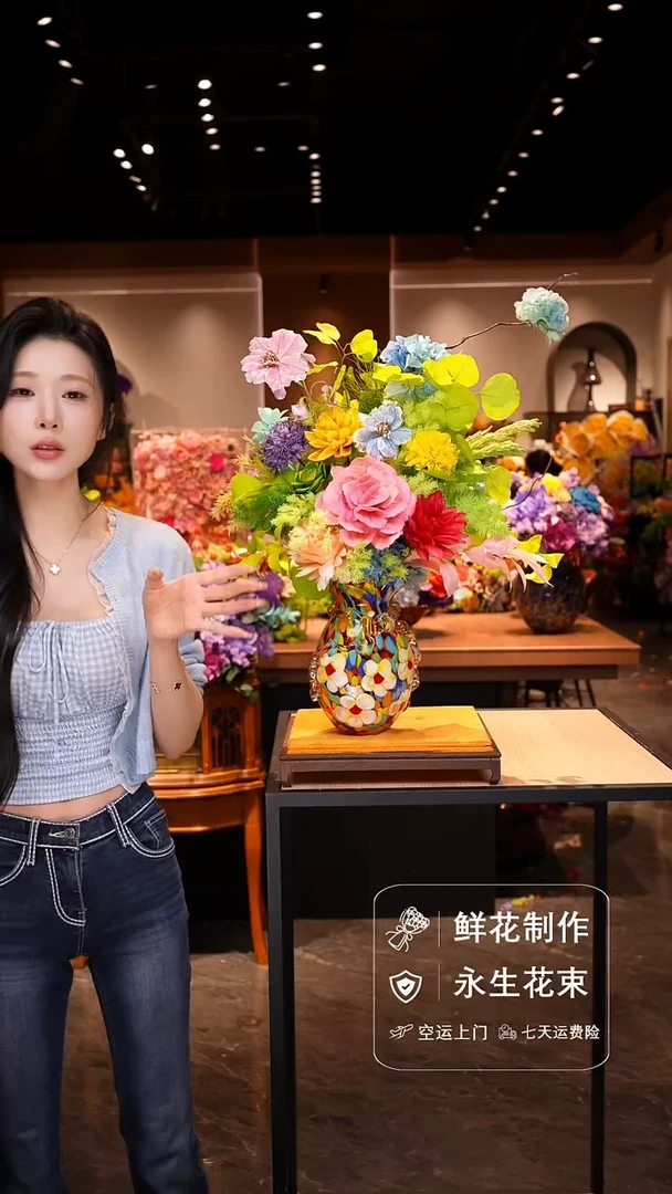 琉璃瓶手工花器花束空运包邮送货上门-以图片为准