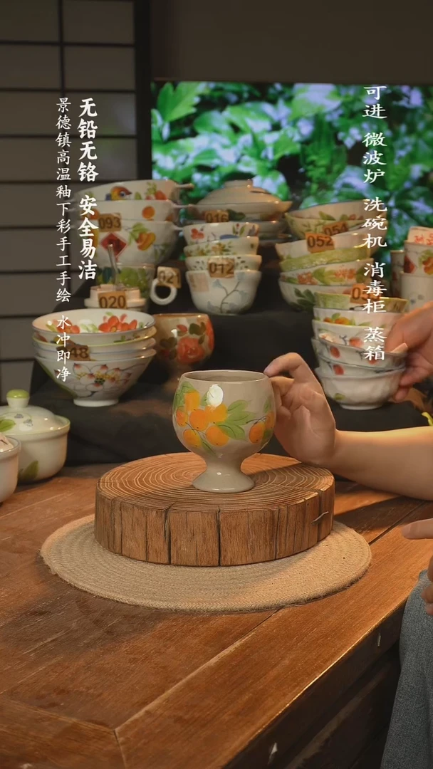 瓷景德镇高温瓷釉下彩手绘陶瓷
