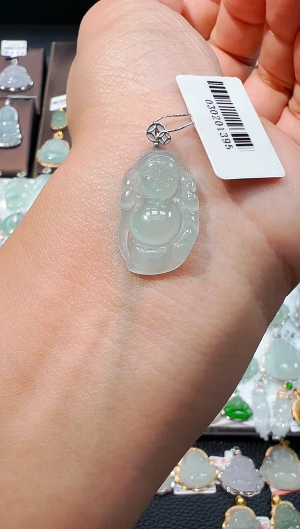 吊坠(不含链)18K金镶嵌翡翠财神爷吊坠1395