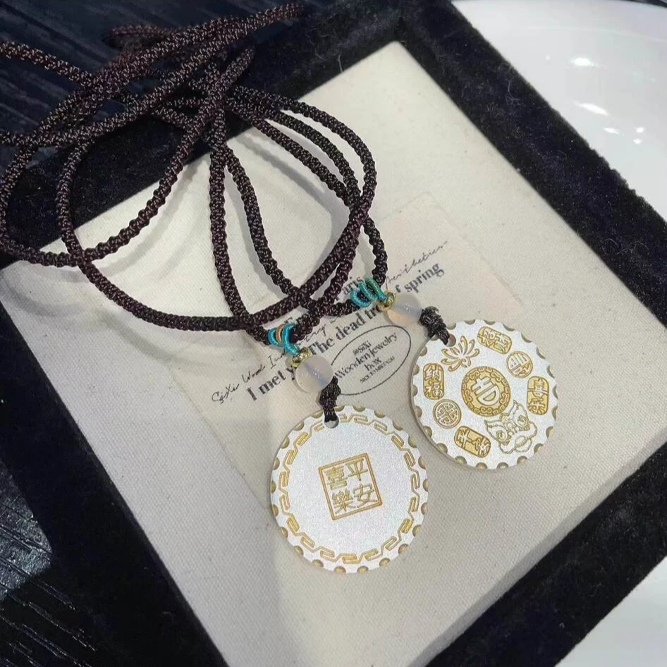 吊坠足银 999.9 【16】25g 时尚中式描金吉言平安扣气质吊坠