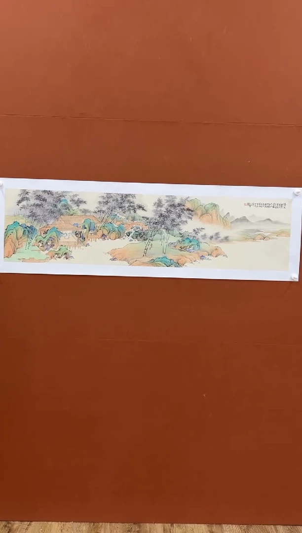 国画李文峰四尺对开青绿山水