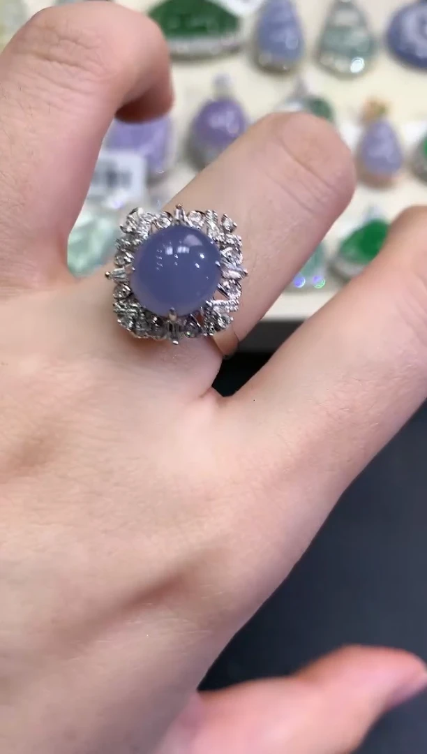 【闪购商品】翡翠戒指18K金镶嵌B162  紫货有色差