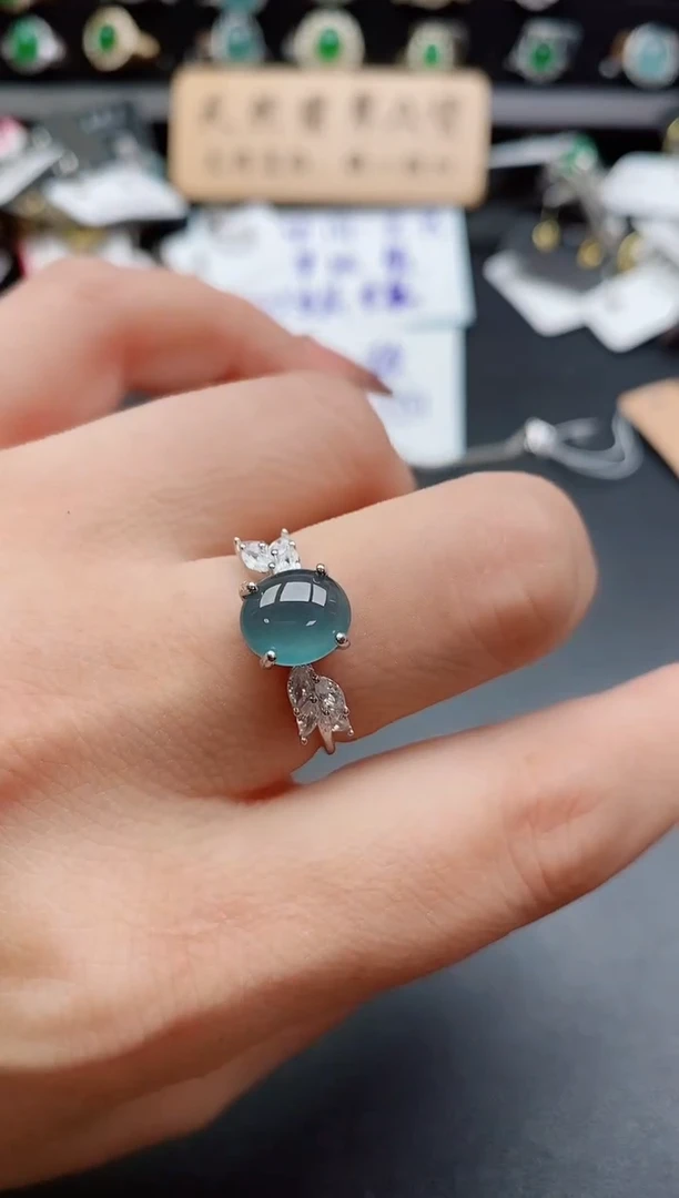 银S925镶嵌戒指翡翠1