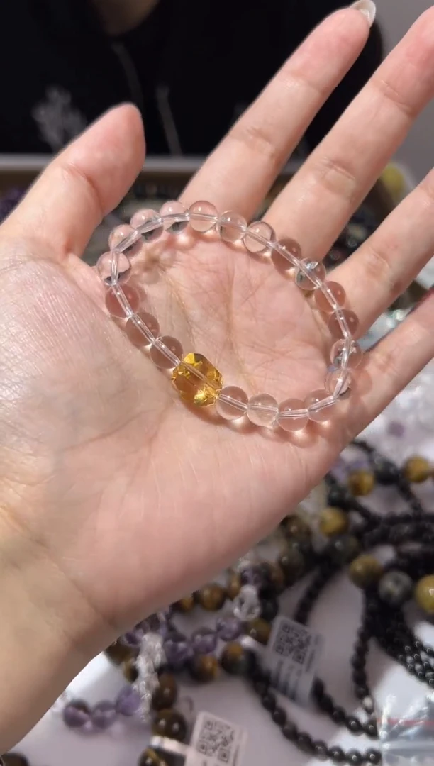 【闪购商品】水晶手链未镶嵌8mm白水晶diy黄水晶