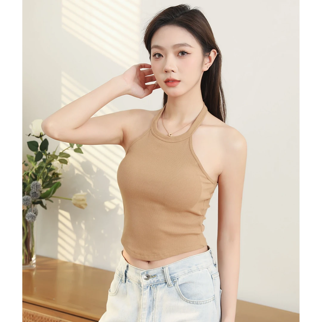 纯色夏季春季甜美吊带背心显瘦美背高质感穿搭