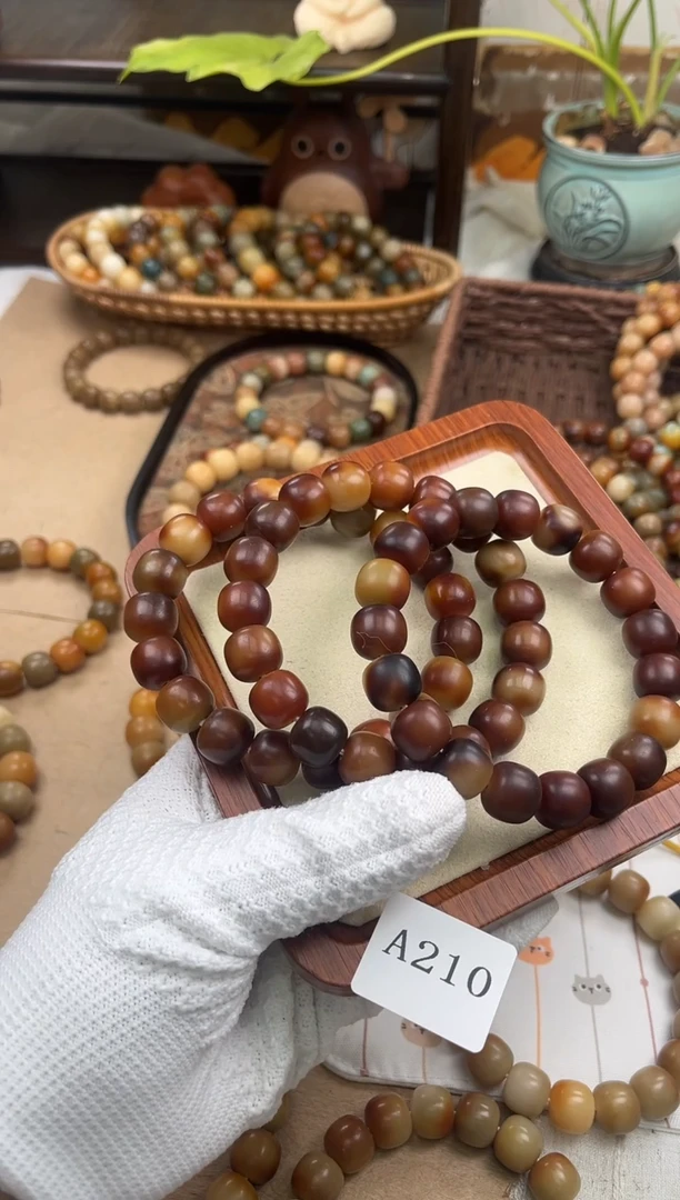 手串菩提根/象牙果a210卡14 干磨火烧云孔一般