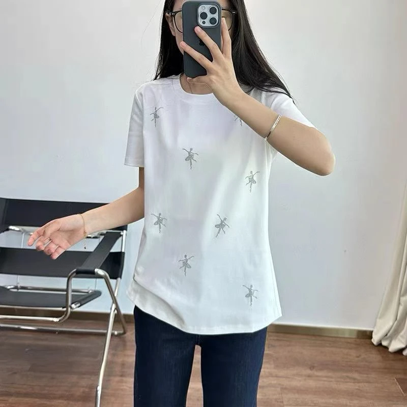 未使用 MaxMara 现货 百搭花纹圆领短袖T恤 TX0161