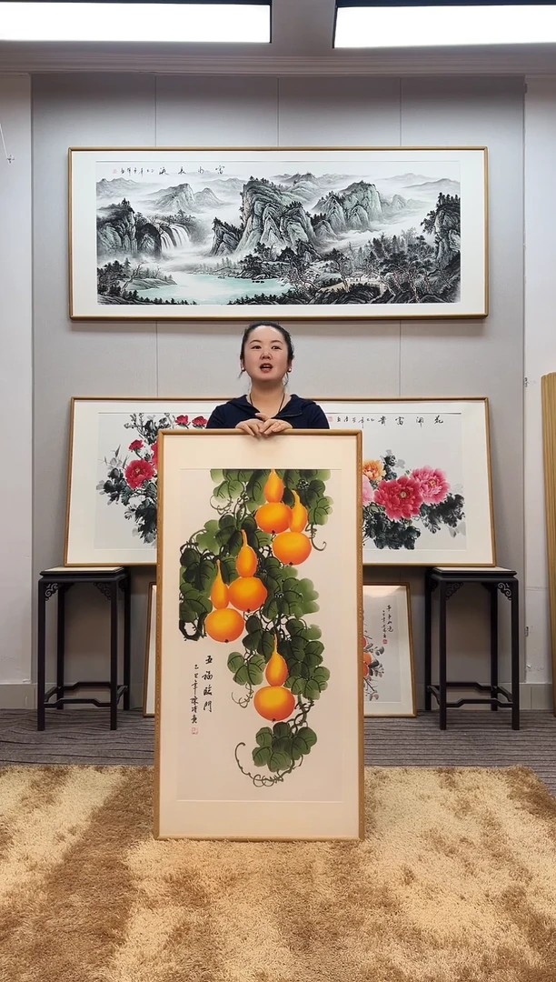 国画手绘葫芦122*62尺寸