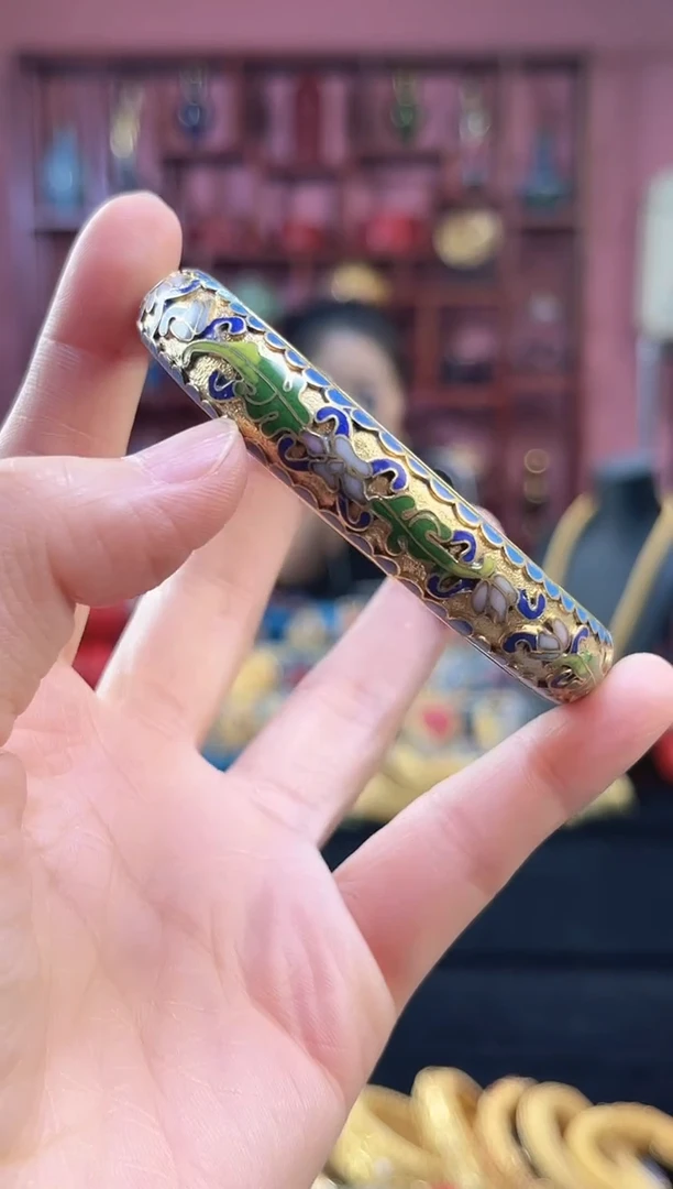 非遗 景泰蓝手镯 蓝色65宽版