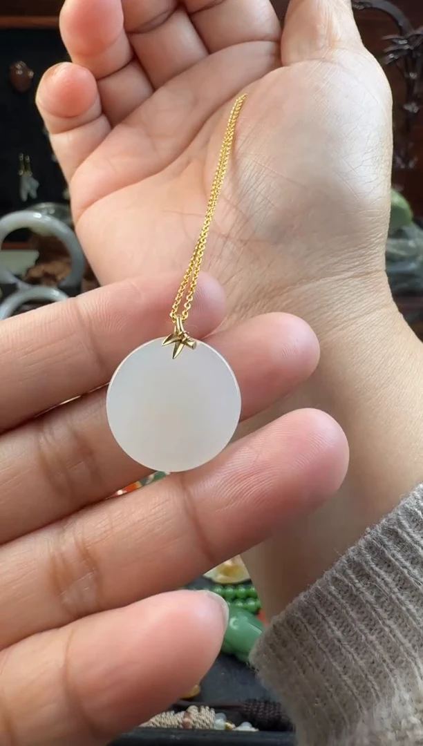 吊坠(不含链)18K金镶嵌和田玉和田玉