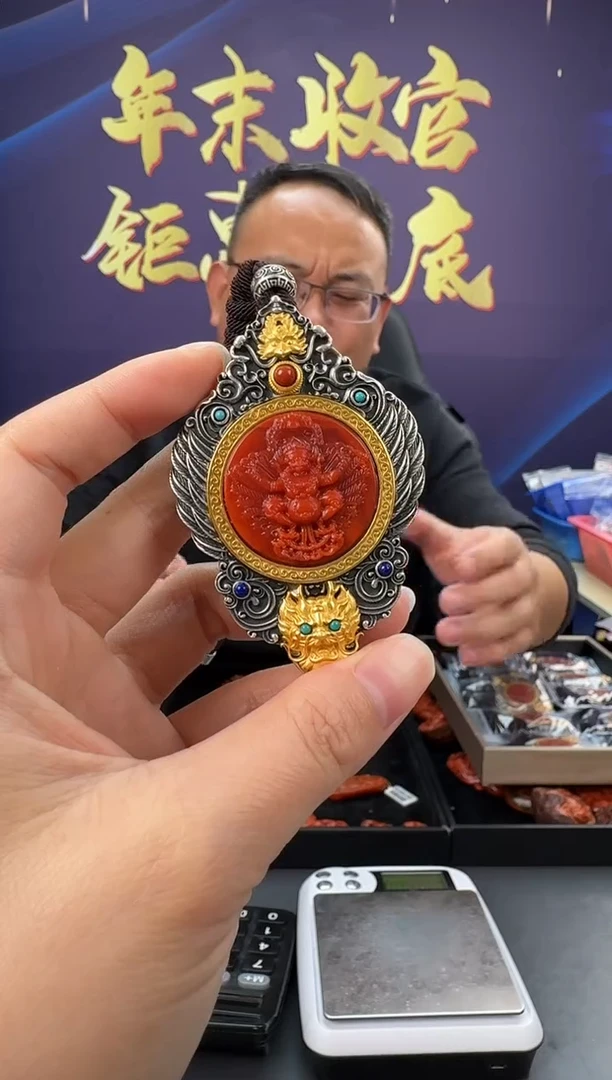 【闪购商品】南红玛瑙雕刻银S925镶嵌095ZB0119产品一个