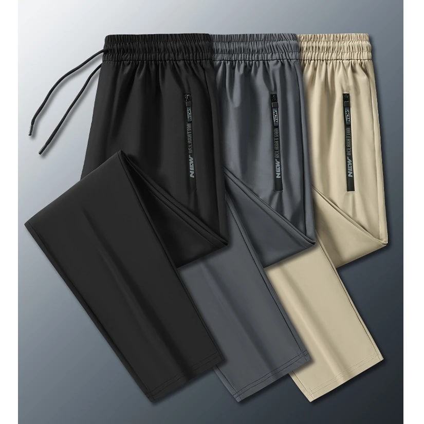 夏季男款宽松透气休闲直筒束脚百搭垂感潮流速干裤冰丝裤超薄凉快