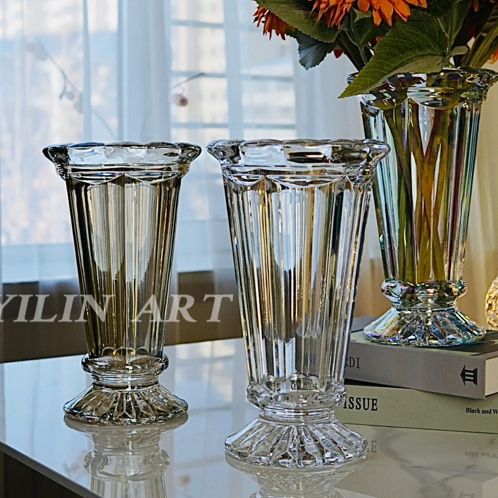 【蓓蕾】一体成型法式浪漫水晶水培感玻璃花瓶鲜花仿真花客