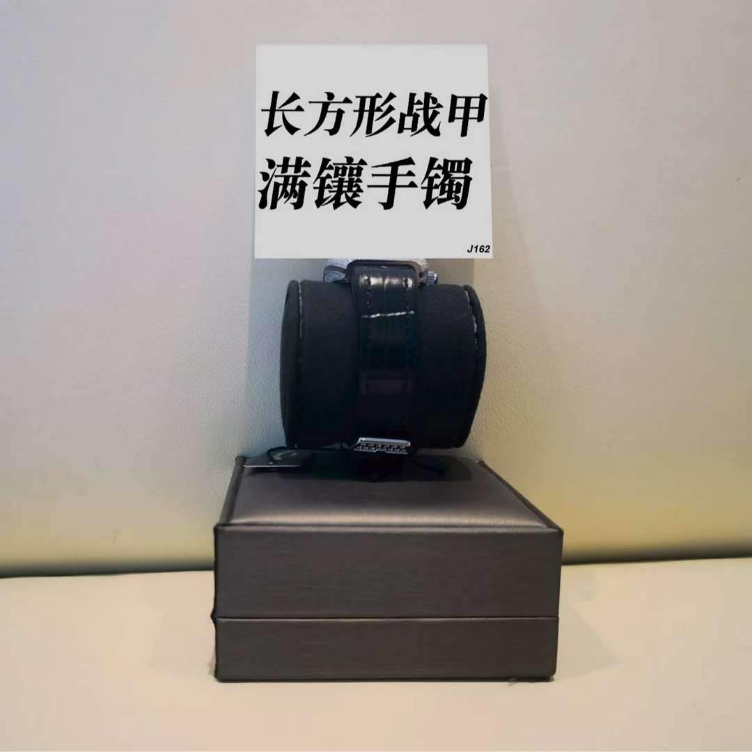 钛钢手镯 长方形战甲满镶手镯 ZF-J162