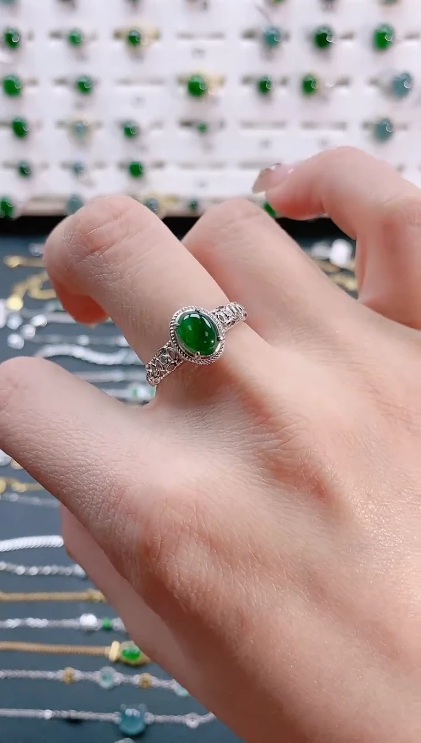 【闪购商品】翡翠戒指银S925镶嵌天然翡翠