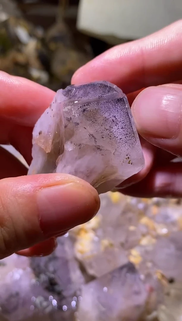 未镶嵌珠宝半成品水晶16号权杖蓝紫色隐山发晶花园