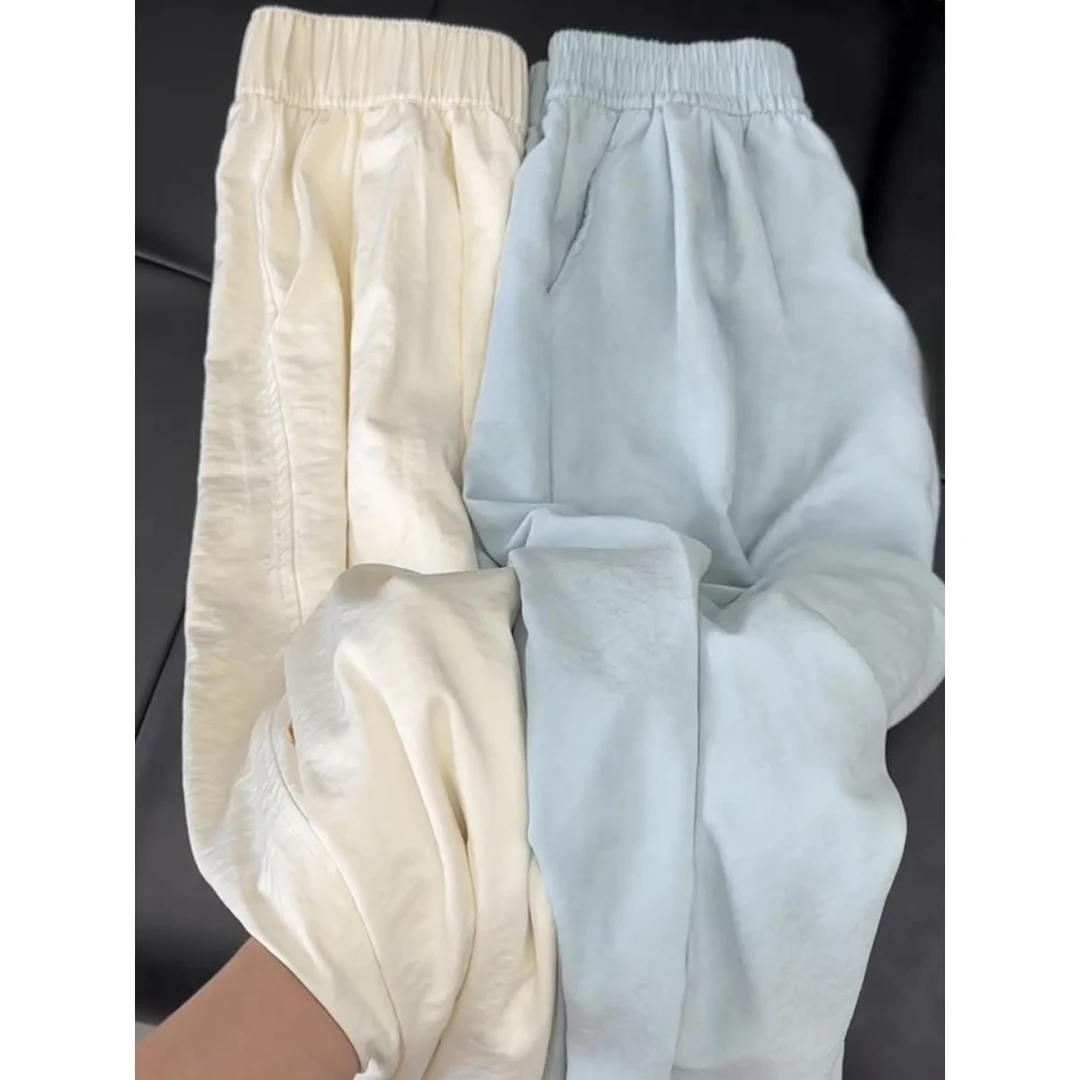 2025夏季薄款醋酸冰丝凉感高腰阔腿山本裤女肌理感通勤慵懒休闲裤