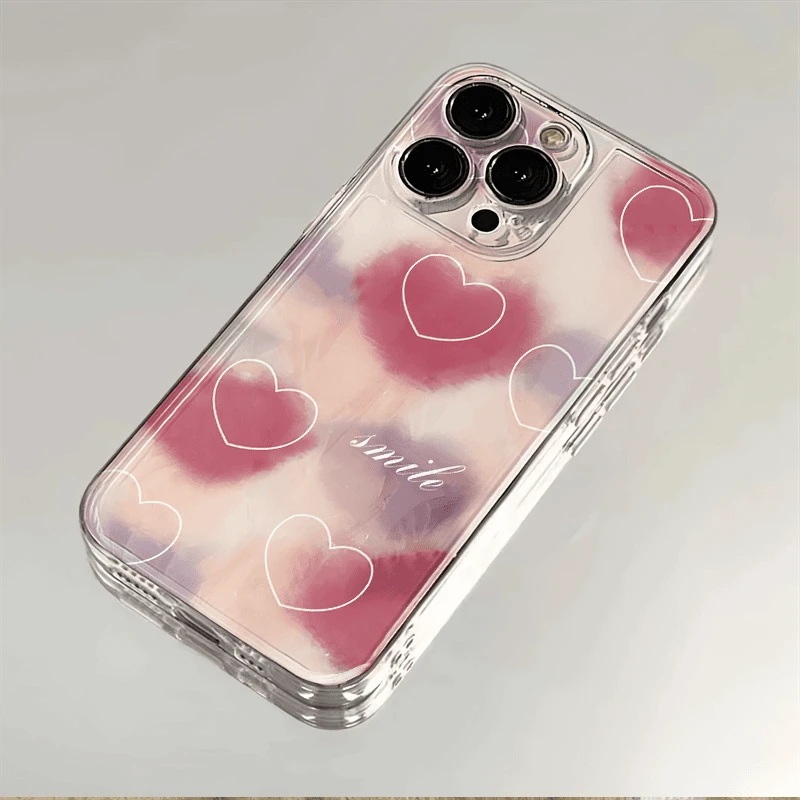 晕染爱心适用iPhone苹果手机壳15promax/8/xs简约全包网红