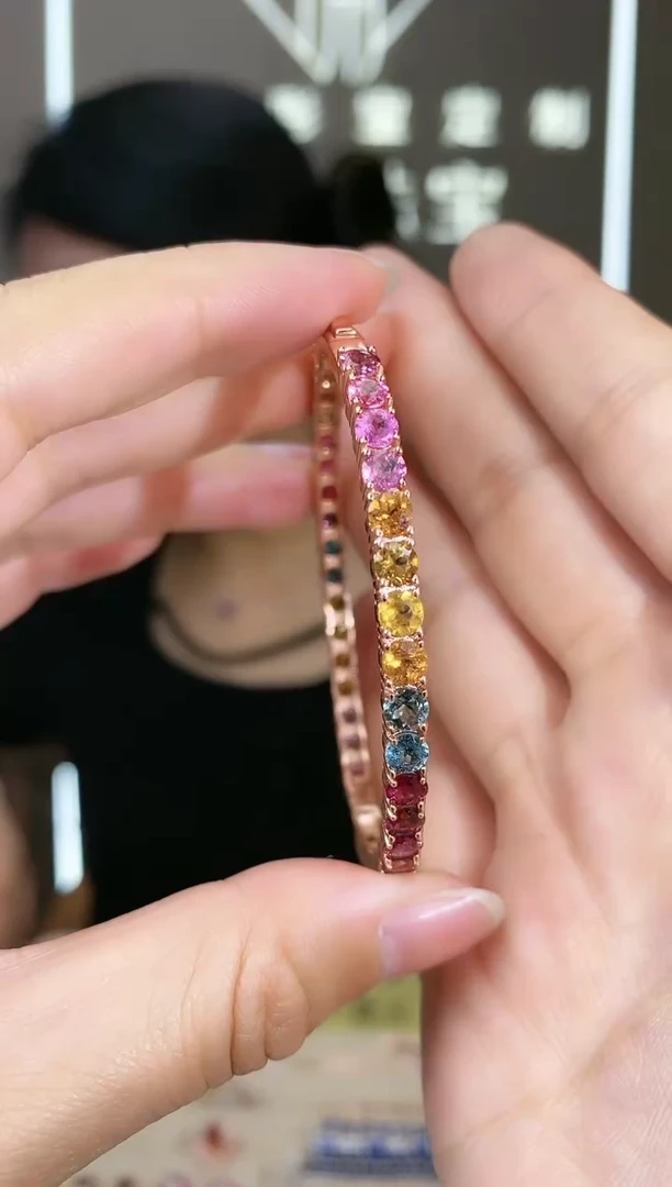 【闪购商品】碧玺手镯银S925镶嵌手镯