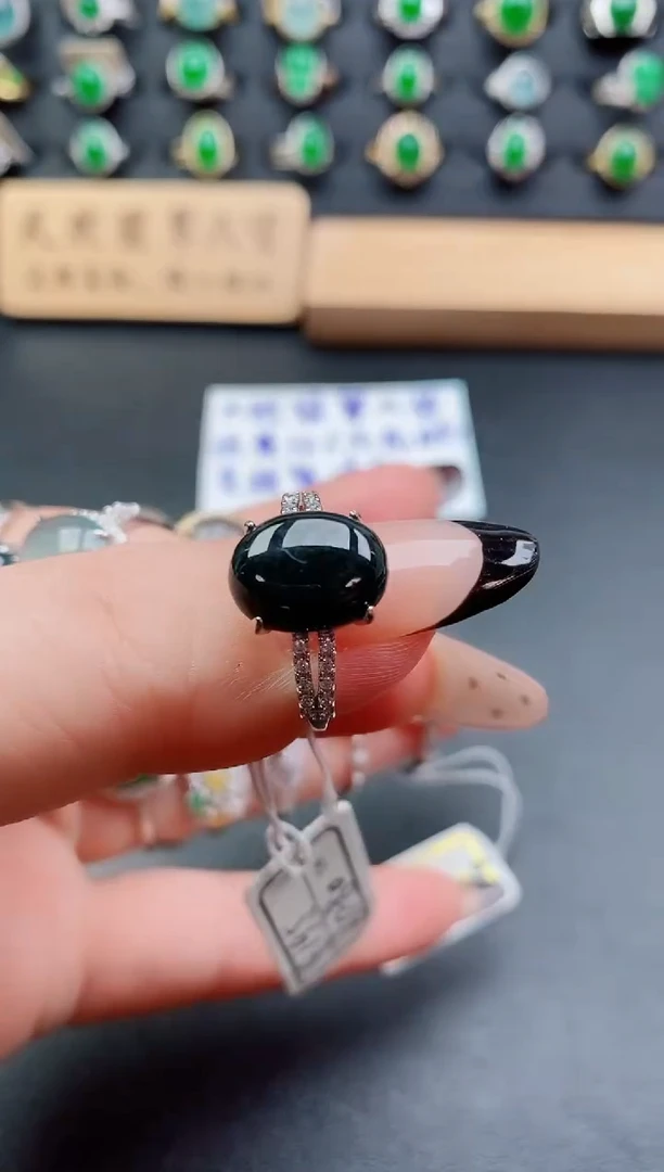 银S925镶嵌戒指翡翠211