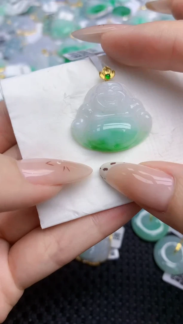 翡翠18K金镶嵌颈饰314   天然翡翠A货