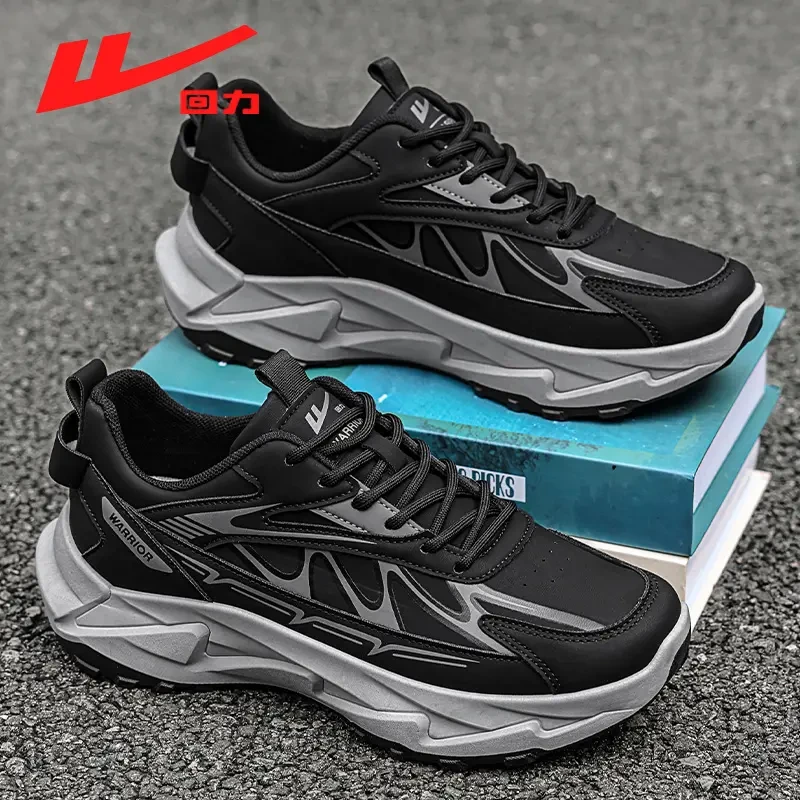 回力男鞋秋季新款2025厚底休闲运动鞋男子皮面防水防滑工作劳保鞋