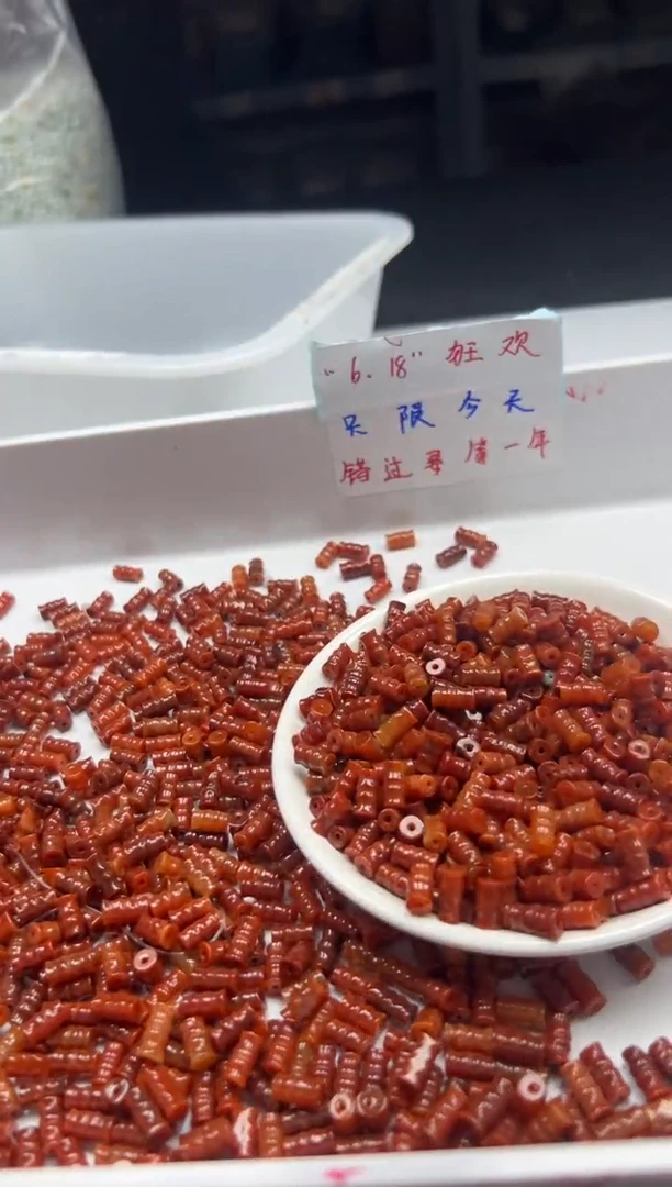 翡翠未镶嵌颈饰w2033红翡竹节9*6mm*10颗