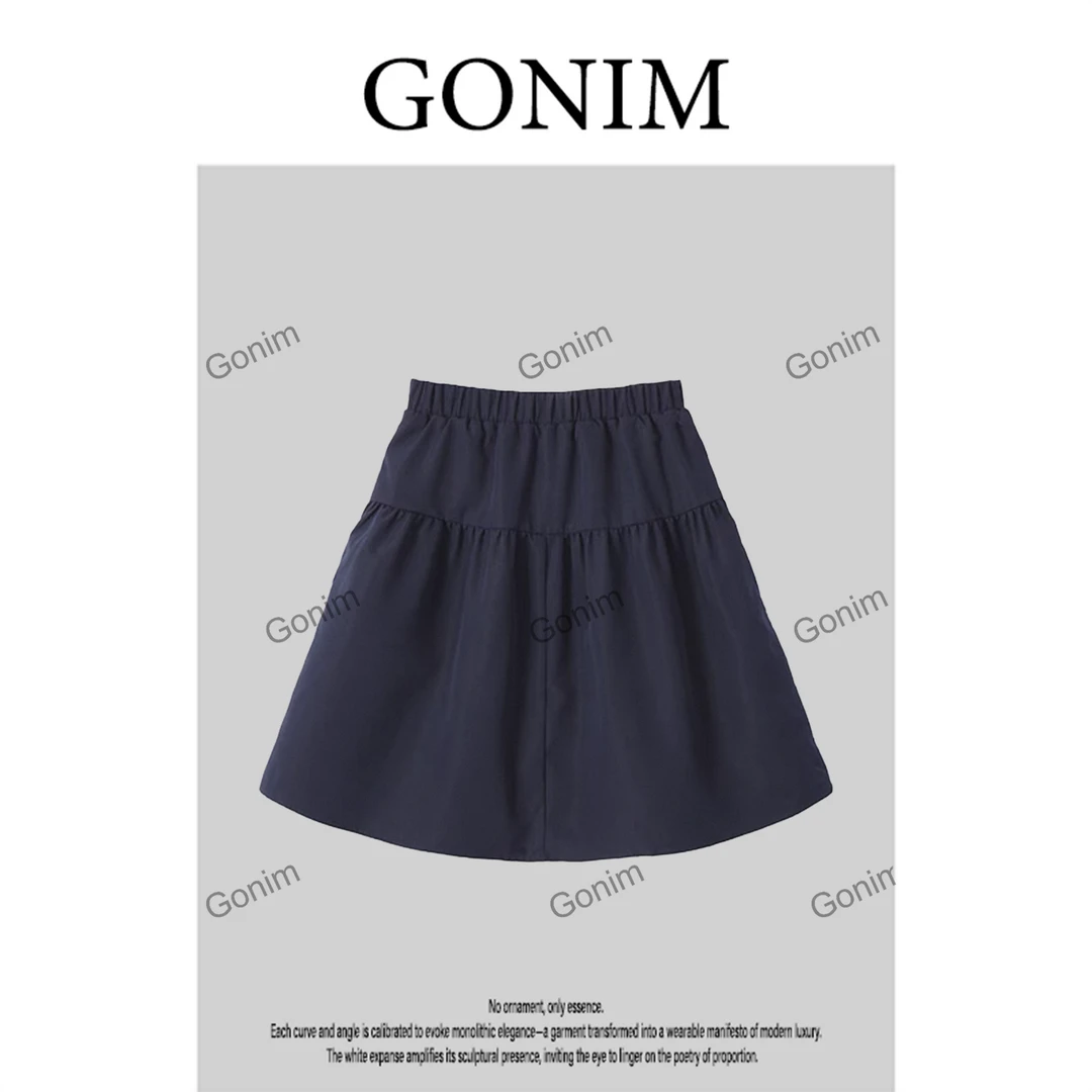 Gonim·"叙境"2025夏季新款复古时尚百搭显瘦A字伞裙休闲半身裙