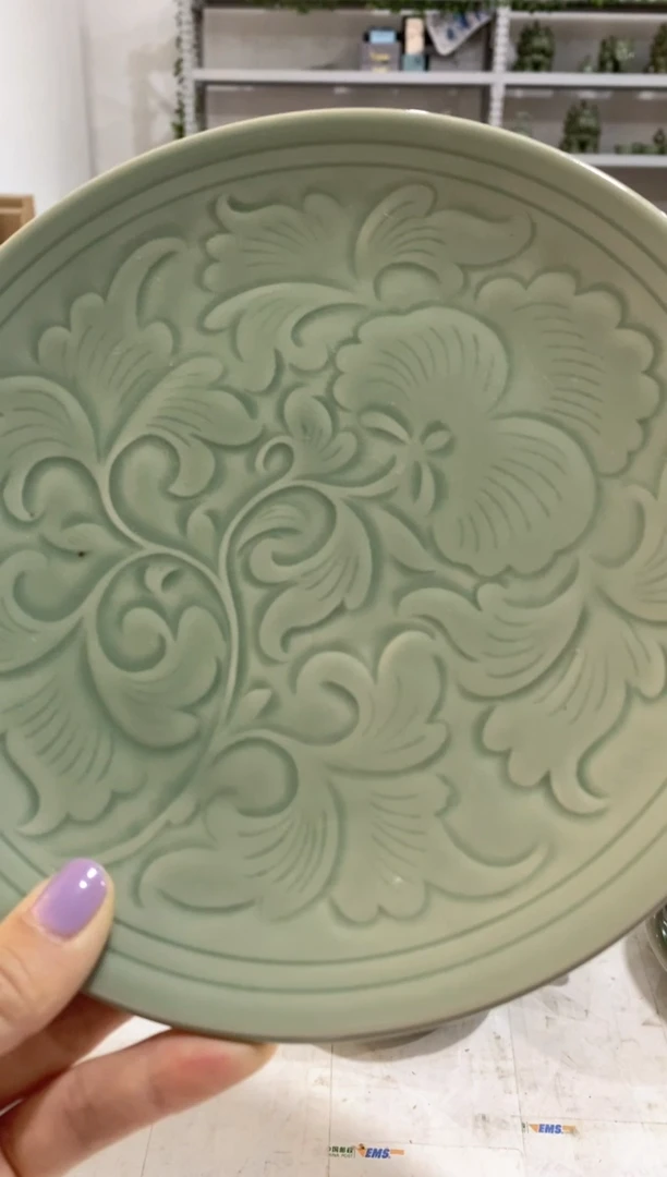 偶*残次 老货 牡丹平盘 微瑕 两个