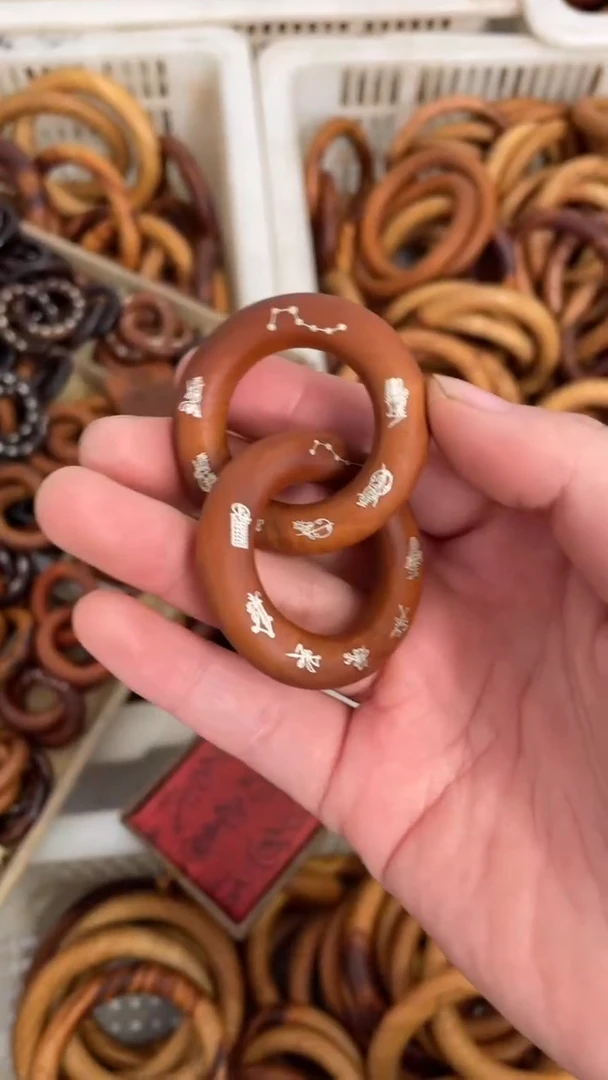 【闪购商品】木枣木镶银五雷五路小乾坤圈