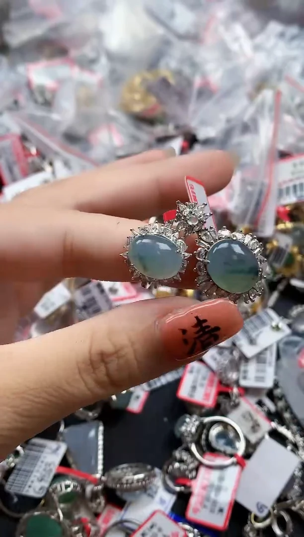 银S925镶嵌戒指翡翠天然A货缅甸翡翠