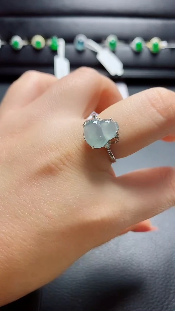 银S925镶嵌戒指翡翠  天然翡翠A货s925银镶