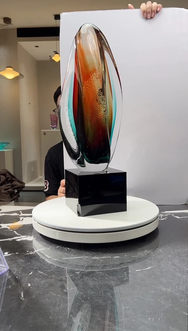 摆件巴比特美学-红色月虹+底座