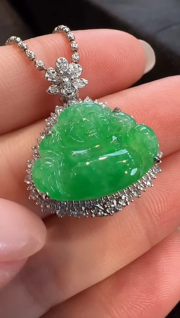 吊坠(不含链)18K金镶嵌翡翠AL6吊坠