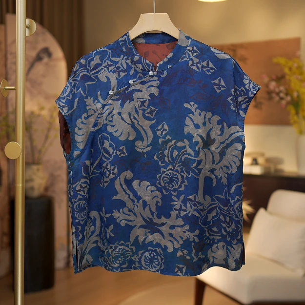 青樱雅韵 新款百搭暗纹织花短袖8910