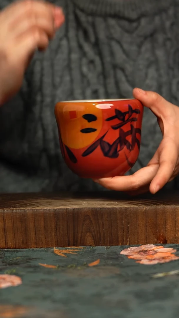 杯釉下彩手工手绘同款陶器