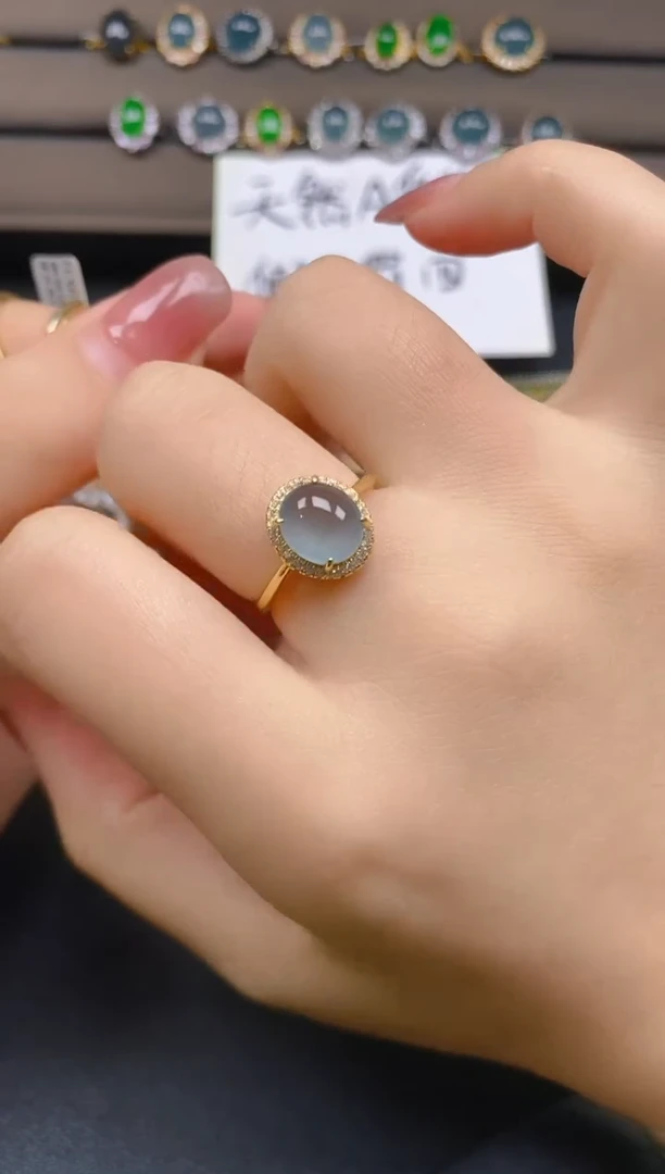 翡翠戒指银S925镶嵌6