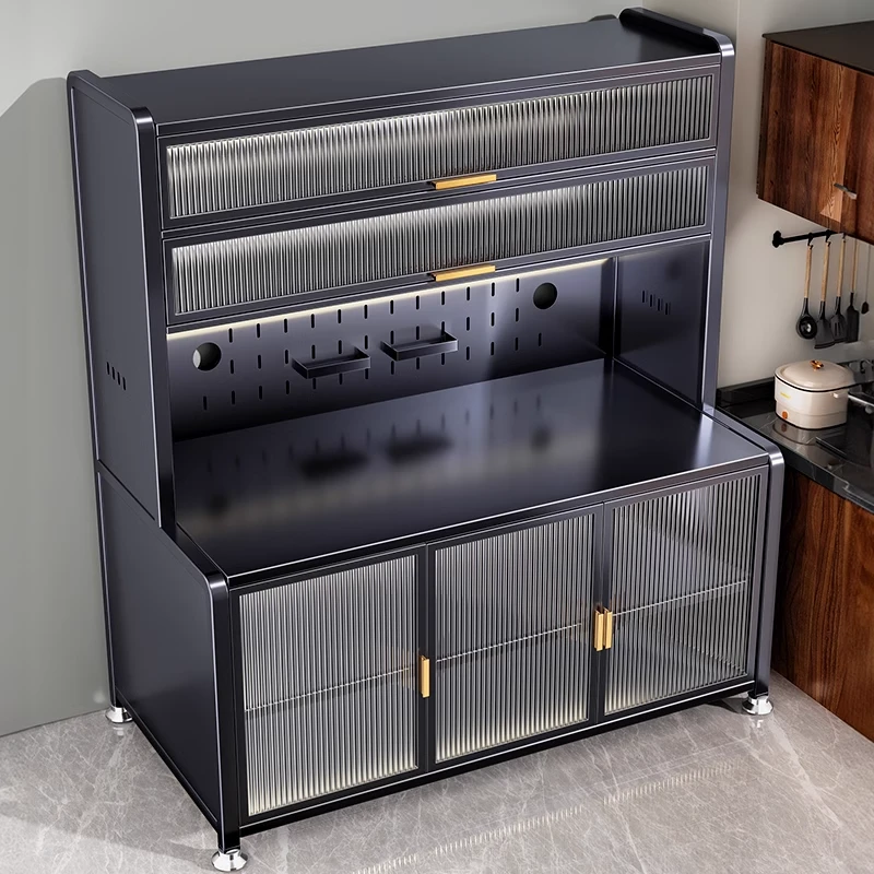 防油污厨房收纳柜储物柜带门靠墙带门厨房储物柜防水橱柜碳钢厨房