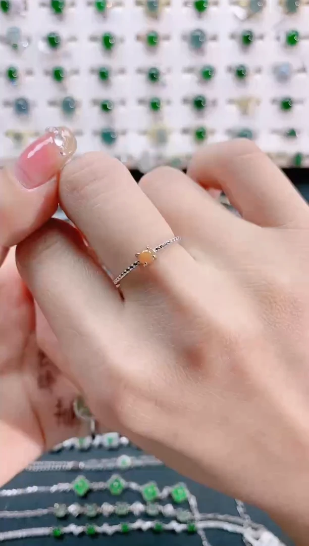 【闪购商品】翡翠戒指银S925镶嵌天然翡翠