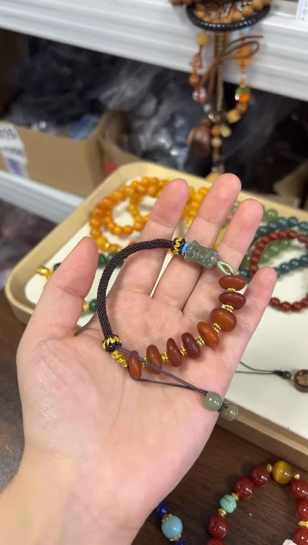 未镶嵌蜜蜡手链回流老蜜蜡饼子和田款手链[1628]