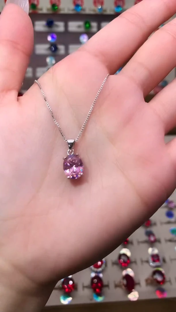 吊坠(赠链)蓝宝石银S925镶嵌8*10 银托