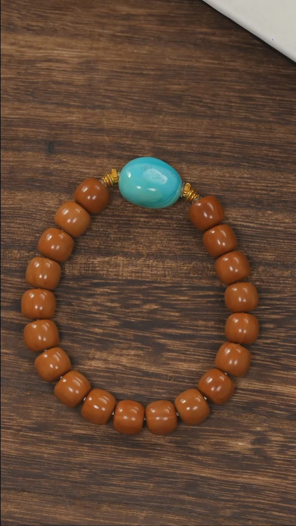 绿松石18K金镶嵌手链1