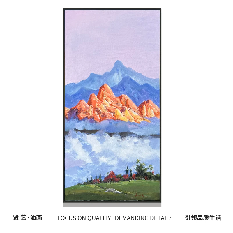 金山纯手绘油画50×100中式简约现代厘米餐厅卧室客厅设