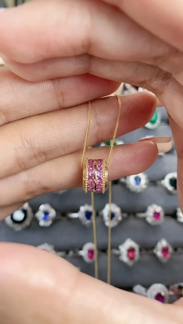 蓝宝石项链18K金镶嵌·