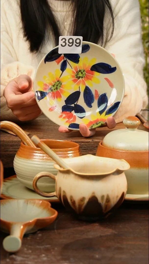 盘高颜值粗陶餐具限时抢购