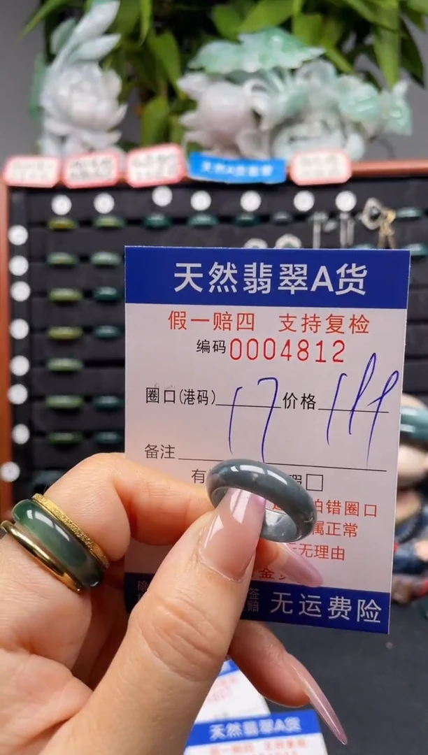 未镶嵌戒指翡翠17*4812