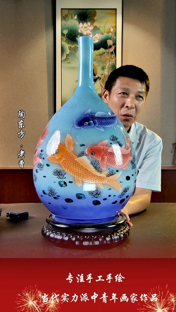 摆件景德镇陶东方艺术作品花瓶摆件瓷板画