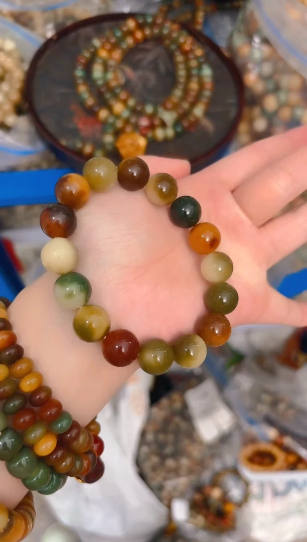 菩提根/象牙果吊坠花皮圆珠单圈手串